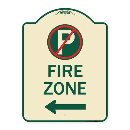 Signmission Fire Zone No Parking and Left Arrow Heavy-Gauge Aluminum Sign, 24" x 18", TG-1824-23974 A-DES-TG-1824-23974